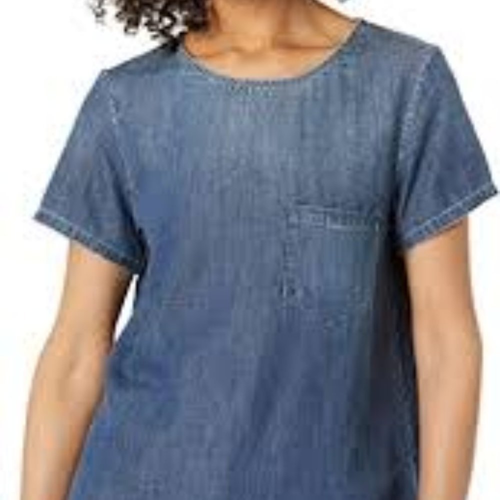 Loft Chambray Button Back Top Szs - image 1